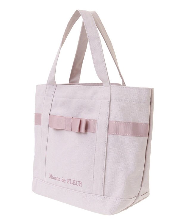 Maison de FLEUR マルチポケット帆布トートＳバッグ Grayish Pink