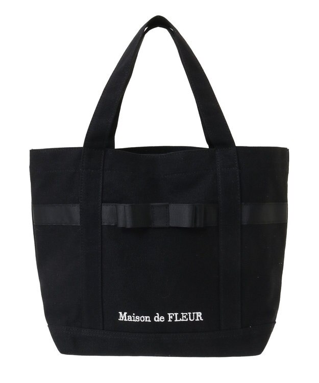 Maison de FLEUR マルチポケット帆布トートＳバッグ Black