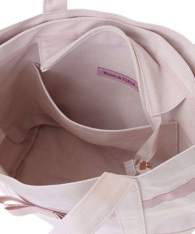 Maison de FLEUR マルチポケット帆布トートＳバッグ Grayish Pink