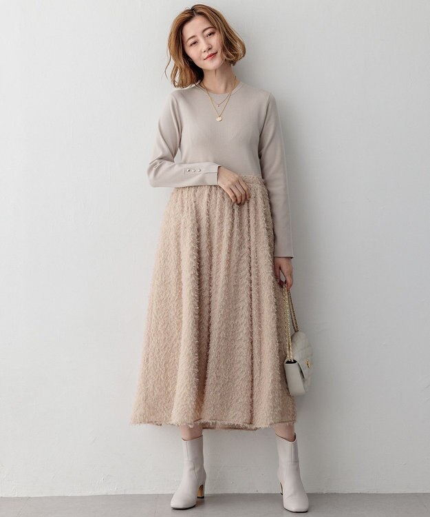 23区 【滝沢眞規子さん着用/一部店舗限定/洗える】ニットコンビジャカード ワンピース ベージュ系