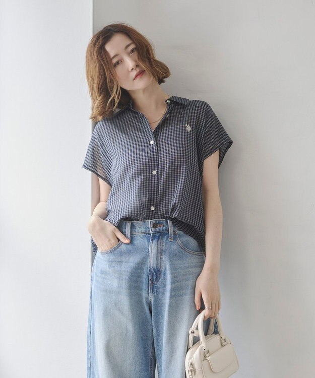 WEGO U.S. POLO ASSN.別注 フレンチスリーブシャツ ネイビー