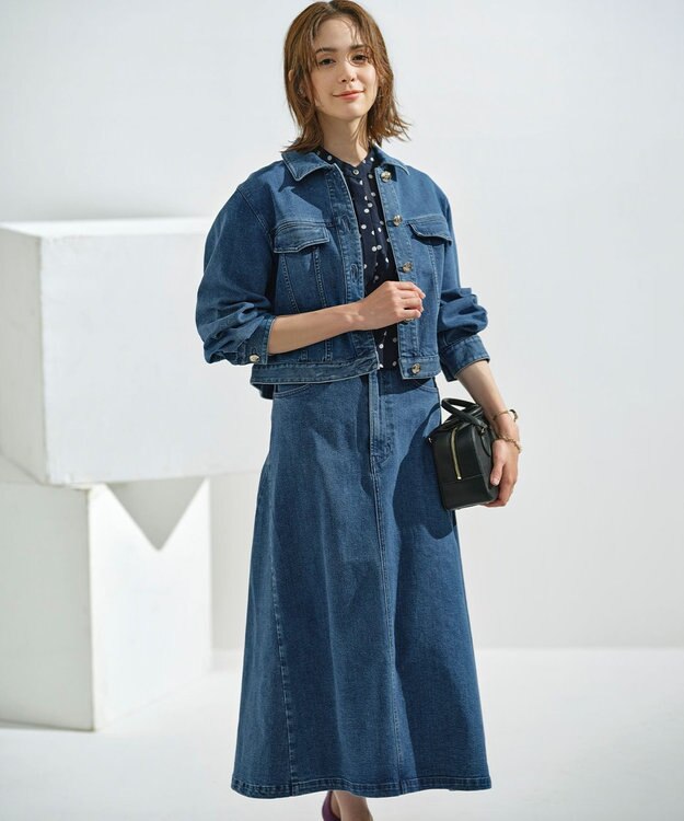 組曲 L シフォンオーガンプリント ティアードブラウス ネイビーベース系5