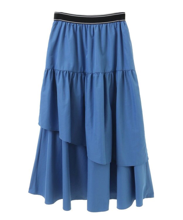 Green Parks ウエストラインフリルティアードスカート Blue