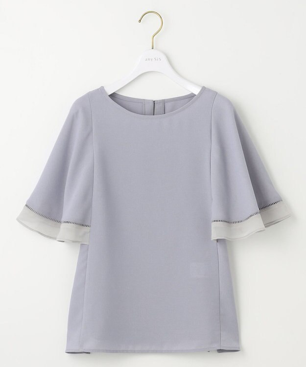 ANY SIS 【洗える】フレアスリーブ ブラウス ライトブルー