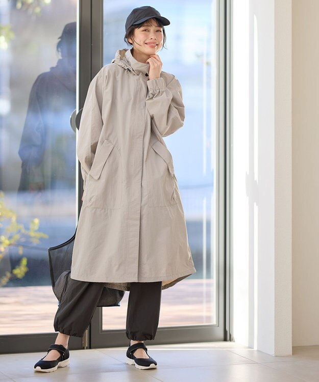 ANY フーデットレインコート ライトグレー