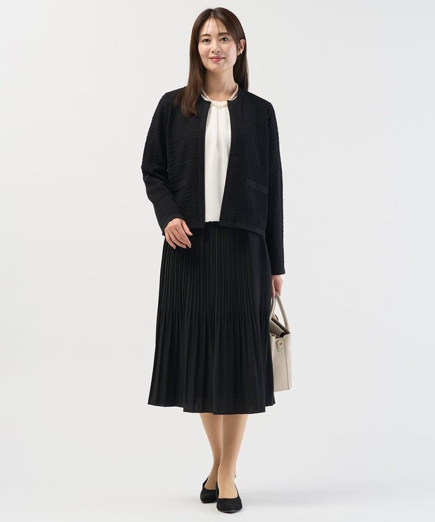 J.PRESS LADIES L ジャガード ニット ジャケット ネイビー系