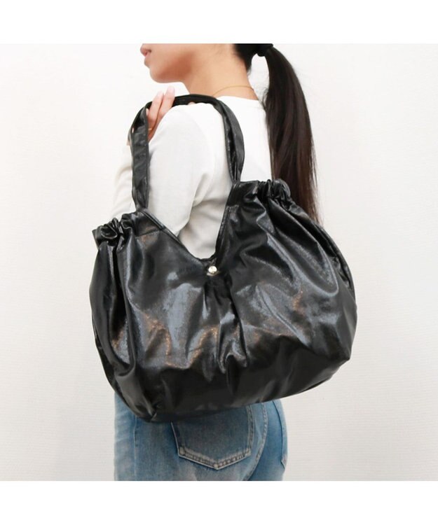 UNBILLION カシュカシュ cachecache / メタリックギャザーパッカブルトート ブラック