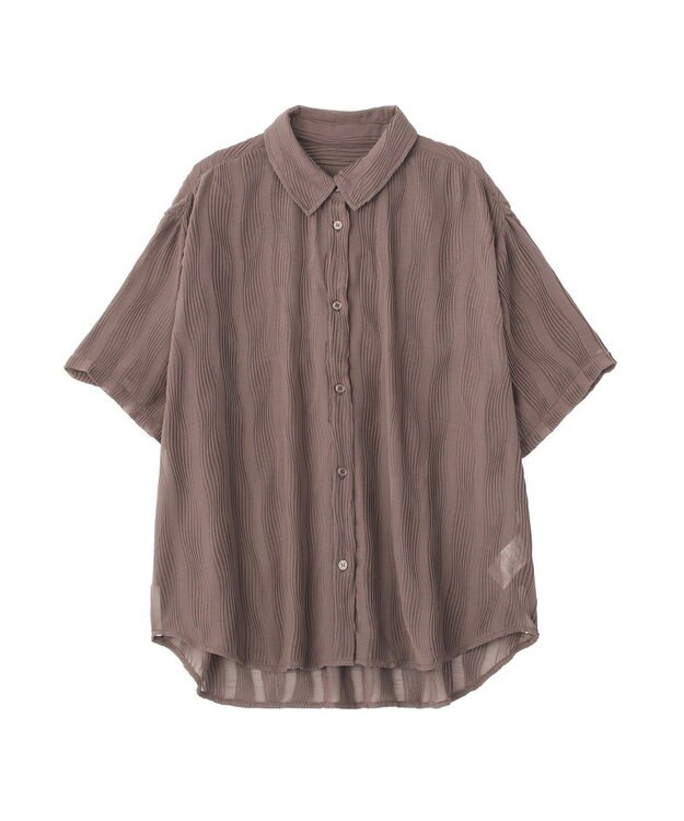 earth music&ecology ランダムプリーツシャツ Brown