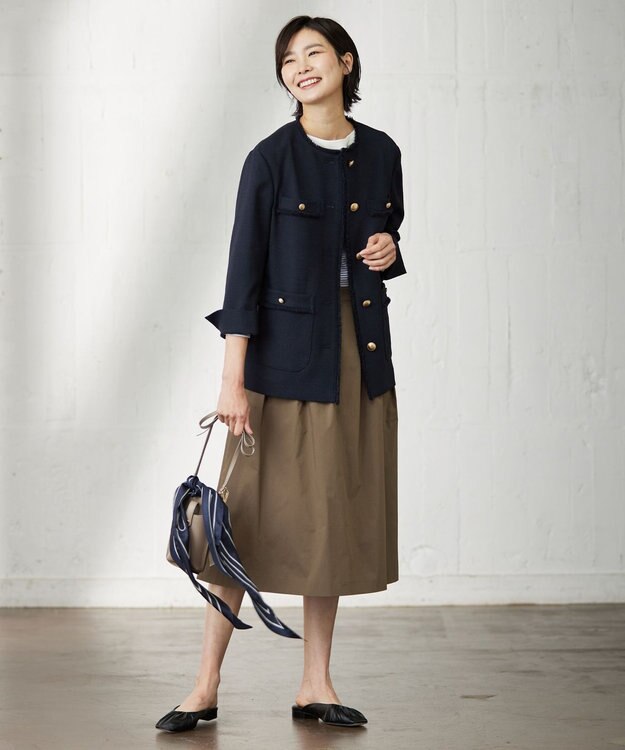 J.PRESS LADIES ニットパーツジャージー ボーダー カットソー ホワイト系1