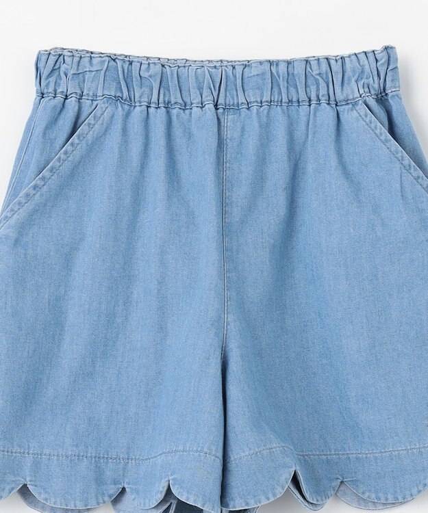 ANY KIDS 裾スカラップ ショートパンツ ブルーデニム