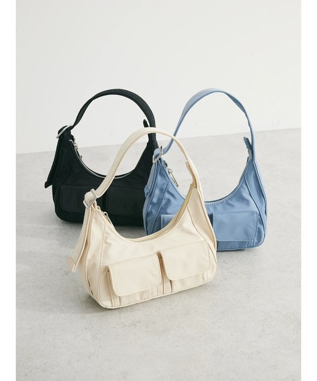 Green Parks ・ＱＵＯＮ　ダブルポケットホーボーバッグ Black