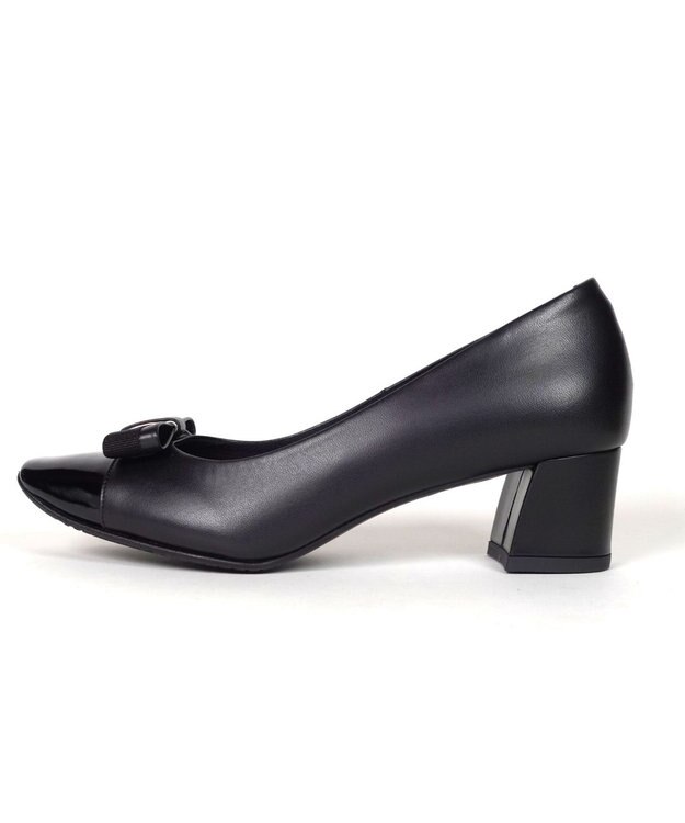 Dominic3 グログランリボン スクエアトゥパンプス ブラック