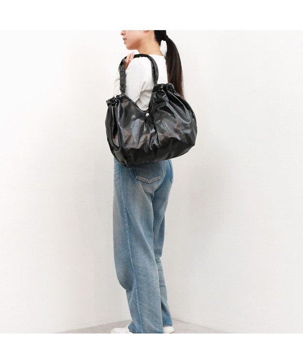 UNBILLION カシュカシュ cachecache / メタリックギャザーパッカブルトート ブラック