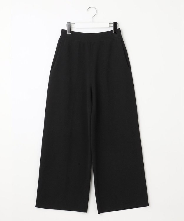 自由区 S 【セットアップ対応・洗える】レーヨンストレッチニットワイド パンツ ブラック系
