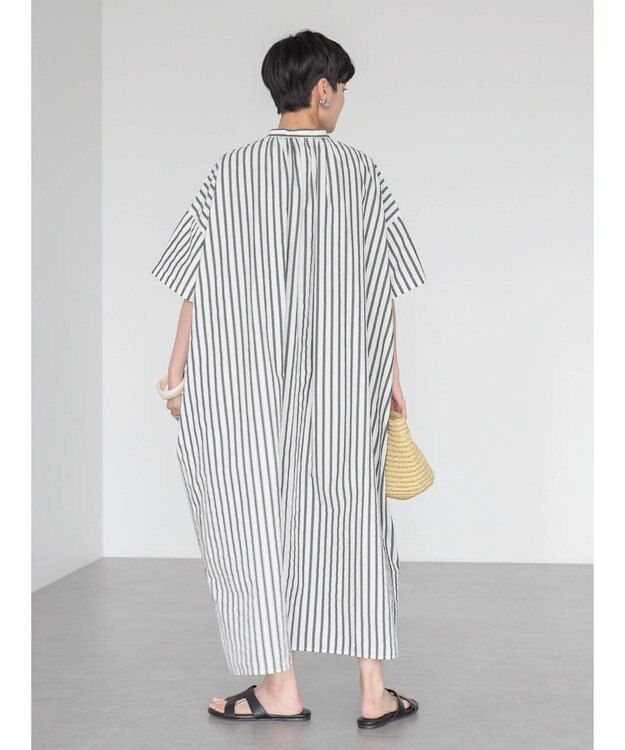 AMERICAN HOLIC イージーケア＋接触冷感丈違い強撚ワッシャーワンピース Stripe Black