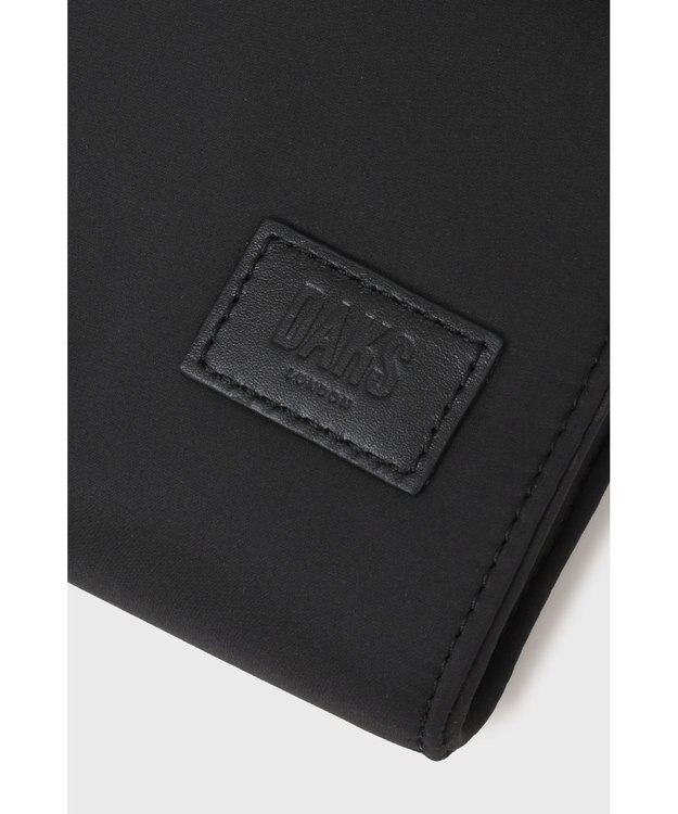 DAKS 軽量ナイロン×牛革 ハウスチェックディテール ネックポーチ ブラック