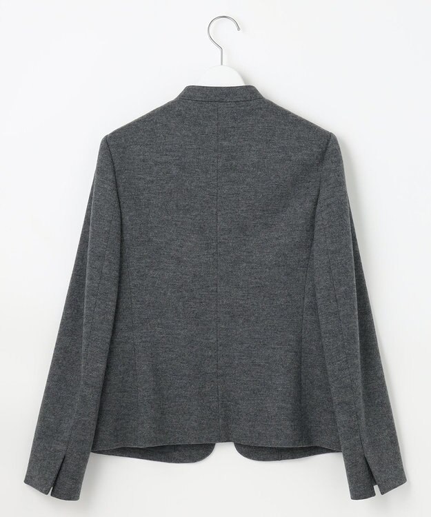J.PRESS LADIES 【セットアップ対応】ウールスムース ノーカラー ジャケット グレー系