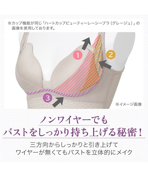 BRADELIS New York 【BRADELIS NewYork peace】ハイブリッドハートカップブラ23 締め付け感の少ないノンワイヤー補整ブラ 補正 グレージュ