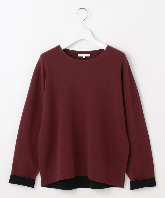 自由区 L 【カタログ掲載】レーヨンストレッチベーシックシルエット ニット ボルドー