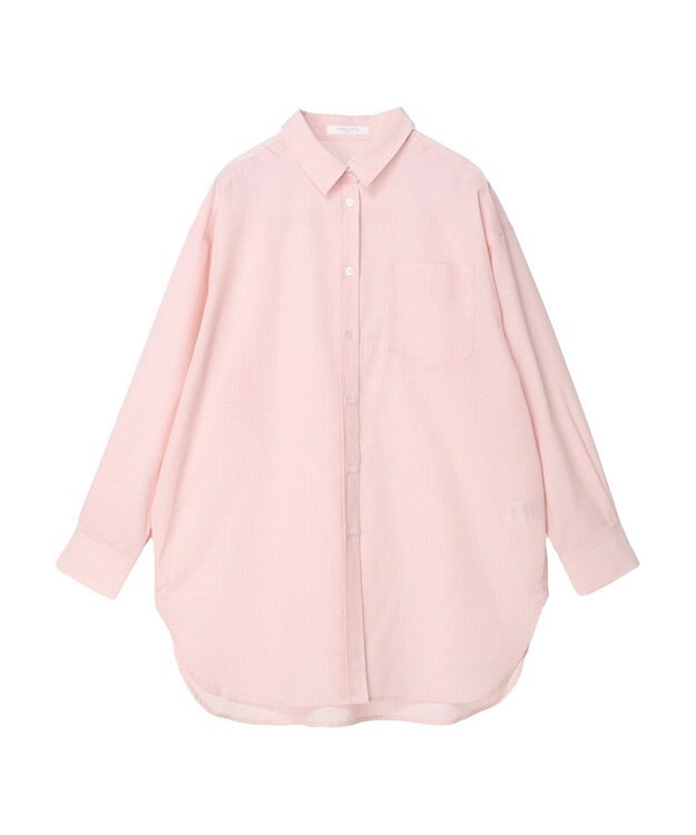 Green Parks 綿麻混オーバーサイズシャツチュニック Stripe Pink