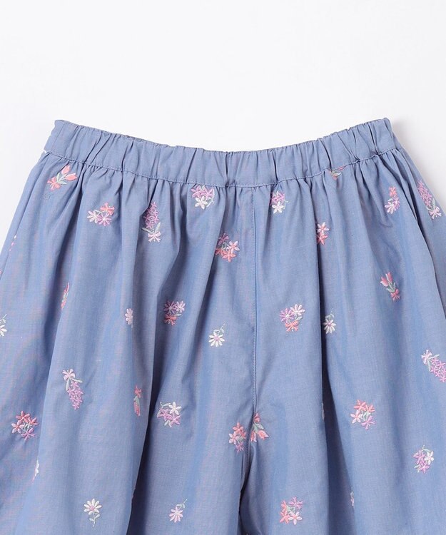 ANY KIDS フラワー 刺繍 キュロット デニムブルー