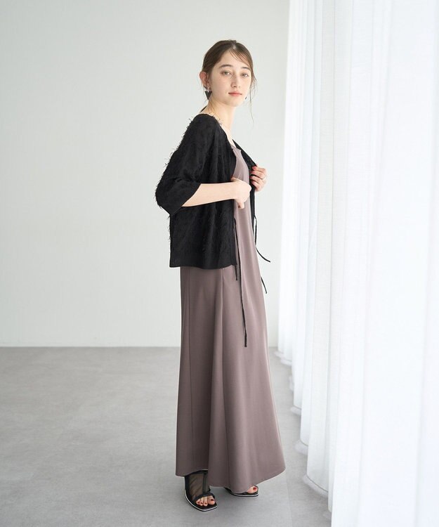 YECCA VECCA 2wayリボンフリンジニットカーディガン Off White