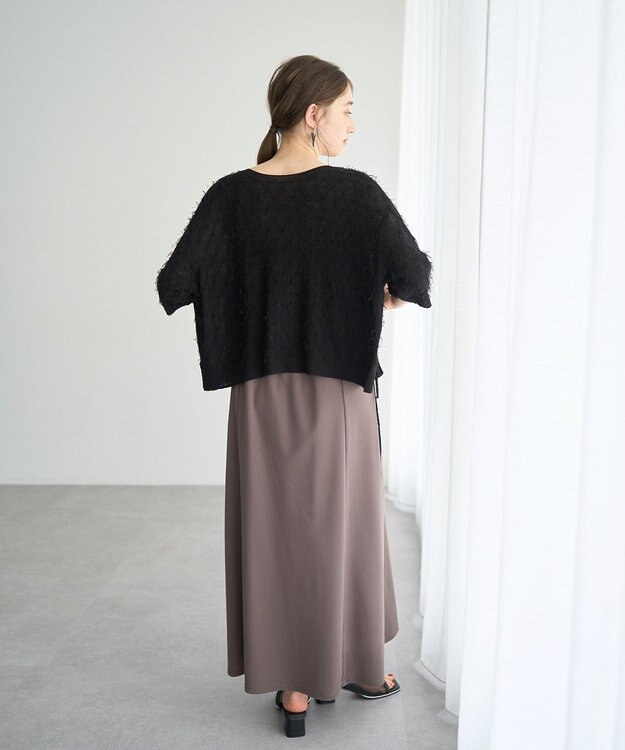 YECCA VECCA 2wayリボンフリンジニットカーディガン Off White