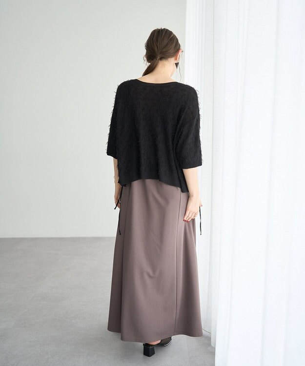 YECCA VECCA 2wayリボンフリンジニットカーディガン Off White