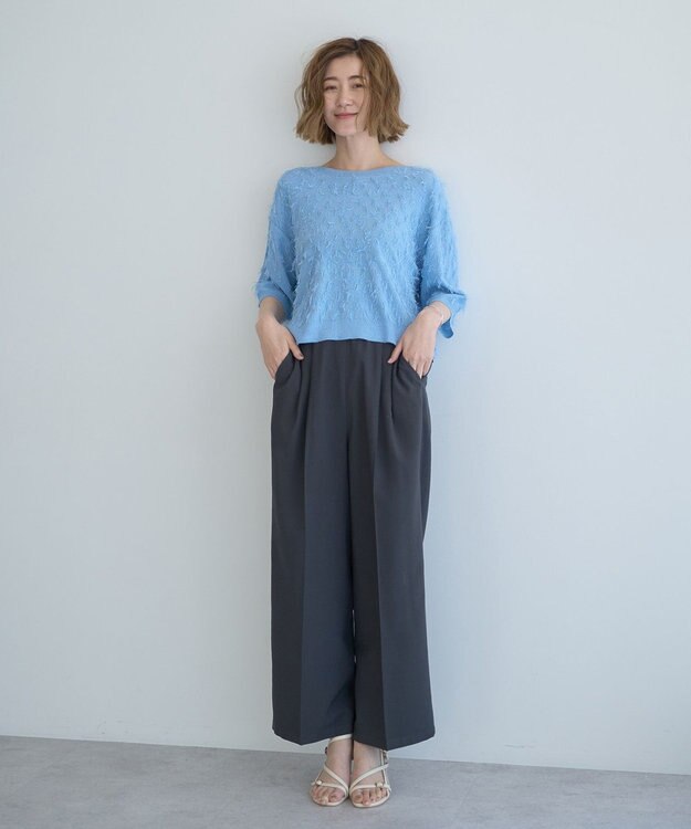 YECCA VECCA 2wayリボンフリンジニットカーディガン Off White