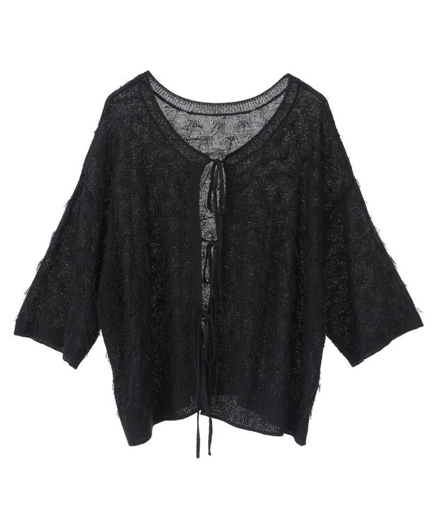 YECCA VECCA 2wayリボンフリンジニットカーディガン Off White