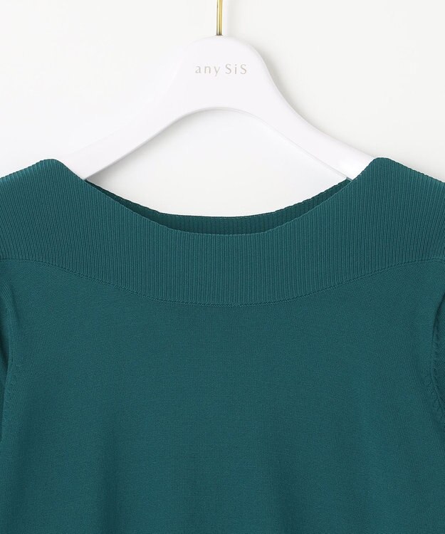 ANY SIS 【洗える】パフスリーブ ニット ダークグリーン