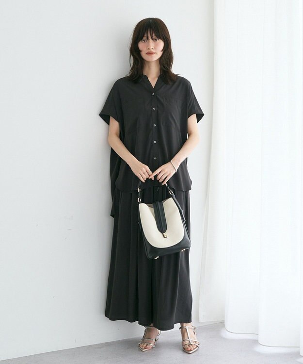 YECCA VECCA 【セットアップ可能】ポケットスキッパーシャツ Charcoal Gray