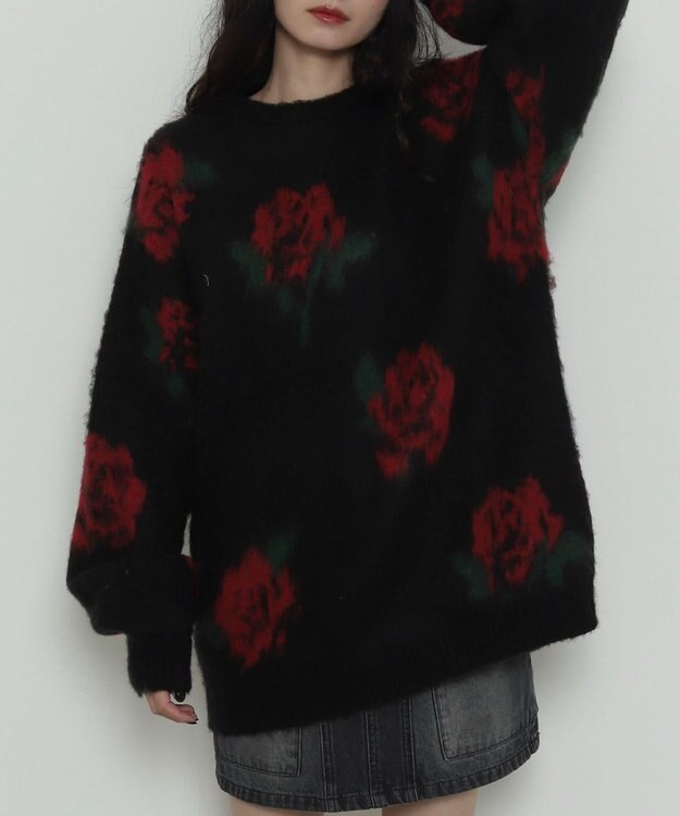 WEGO 【2025年秋冬新作】シャギーパターンニットBIGプルオーバー 柄4