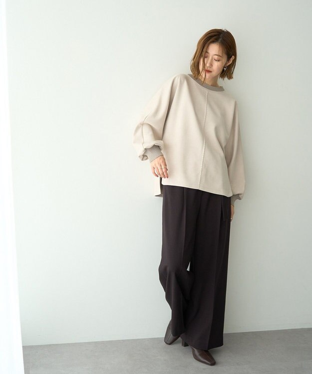 YECCA VECCA フェイクスエードデザインステッチプルオーバー Gray Beige