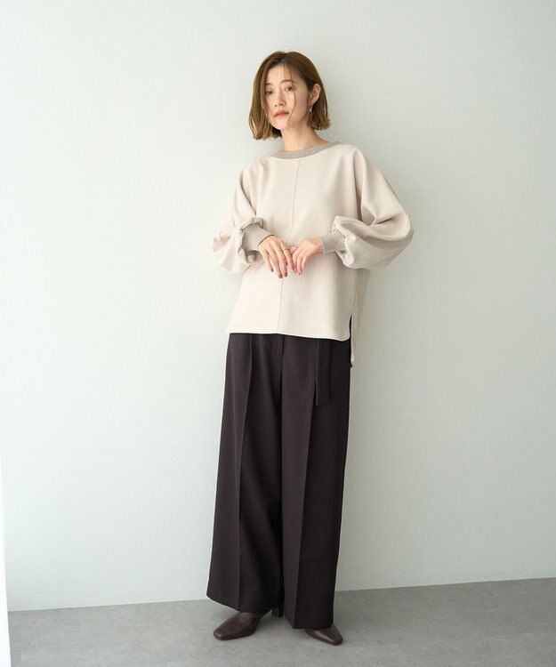 YECCA VECCA フェイクスエードデザインステッチプルオーバー Gray Beige