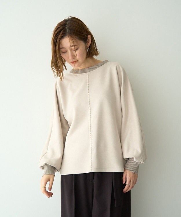 YECCA VECCA フェイクスエードデザインステッチプルオーバー Gray Beige