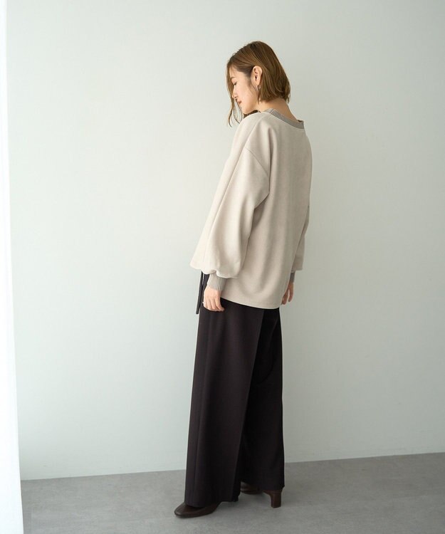 YECCA VECCA フェイクスエードデザインステッチプルオーバー Gray Beige