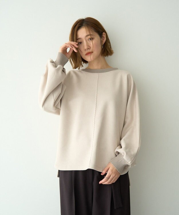 YECCA VECCA フェイクスエードデザインステッチプルオーバー Gray Beige