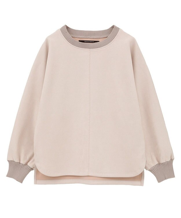 YECCA VECCA フェイクスエードデザインステッチプルオーバー Gray Beige