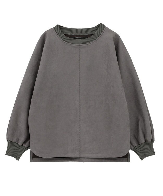 YECCA VECCA フェイクスエードデザインステッチプルオーバー Charcoal Gray