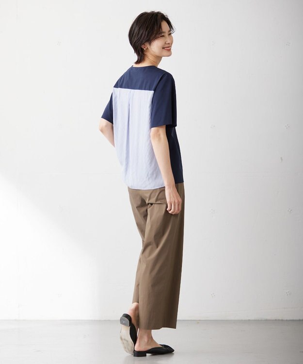 J.PRESS LADIES L 【WEB限定カラーあり・吸水速乾・イージーケア】ブロッキングジャージー カットソー ネイビー系1