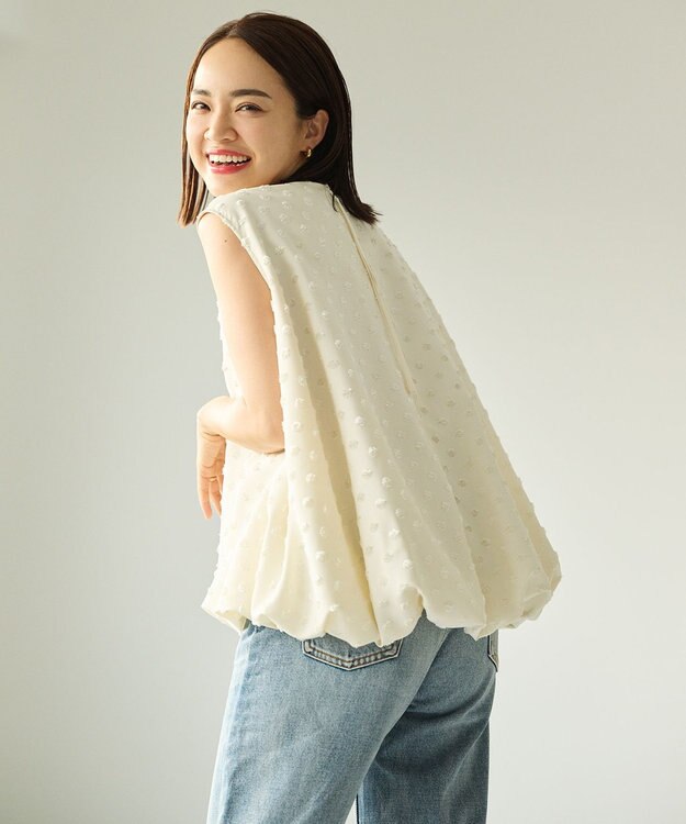 #Newans ジャガードドットバルーンブラウス オフ