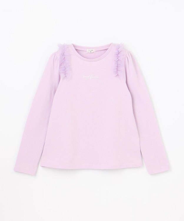 ANY KIDS チュールフリル 長袖Tシャツ ラベンダー