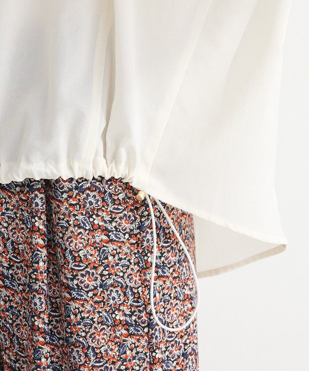 Green Parks 金ボタン裾ドロストシャツ Off White