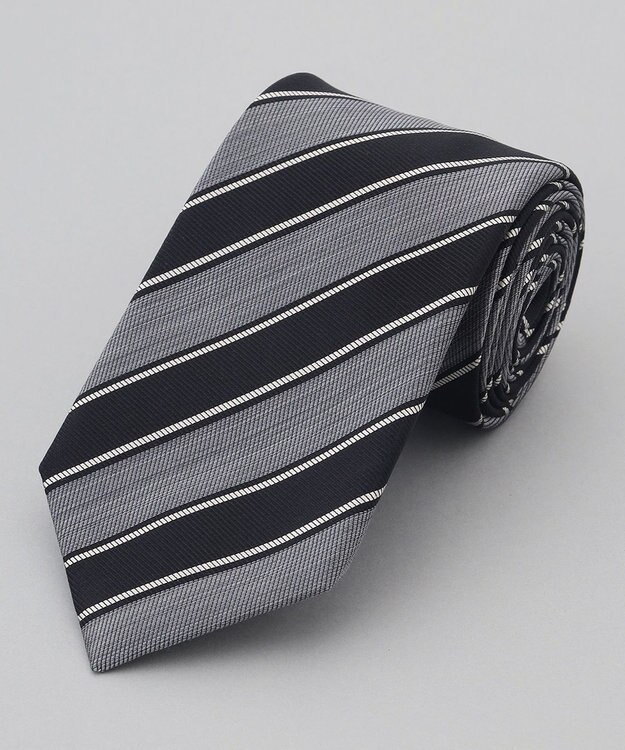 GOTAIRIKU 【日本製】西陣ネクタイ_レジメンタルストライプ柄 ブラック系1