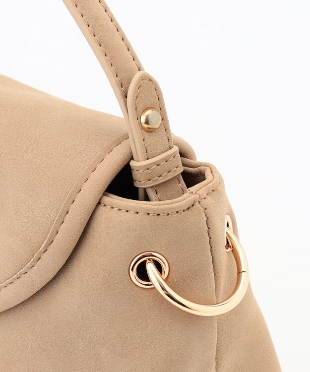 組曲 スエードライク トップハンドルバッグ ベージュ系