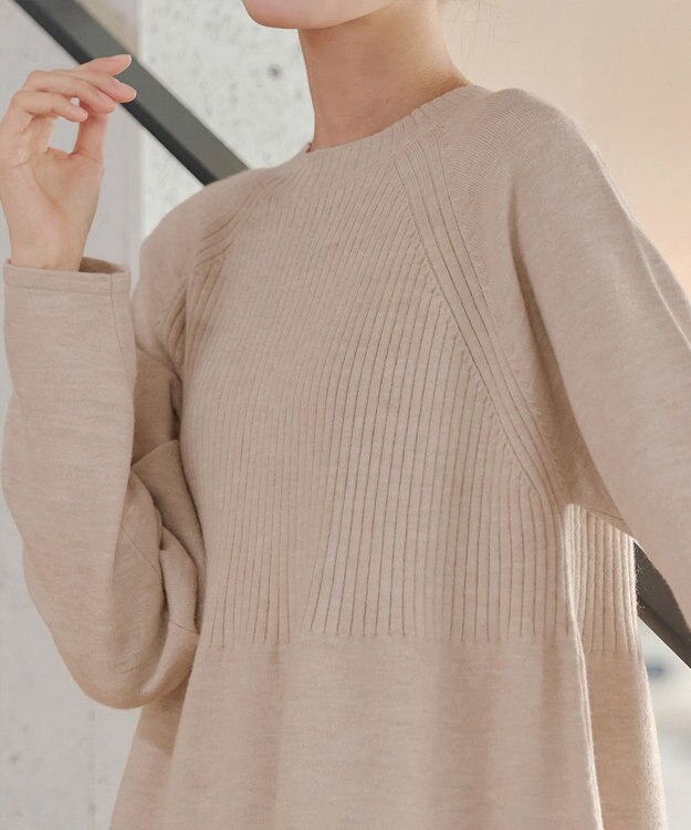 Tiaclasse 【新色追加・洗える】ミドルリブニットチュニック チャコールグレー