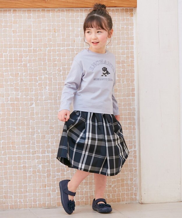 ANY KIDS カラー チェック スカート ネイビー系チェック