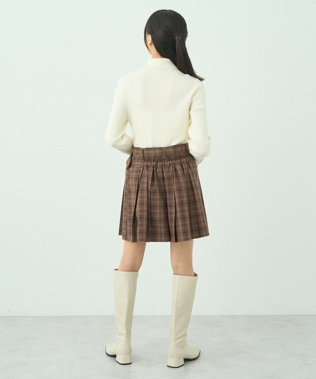 earth music&ecology ベルト付きプリーツミニスカート check