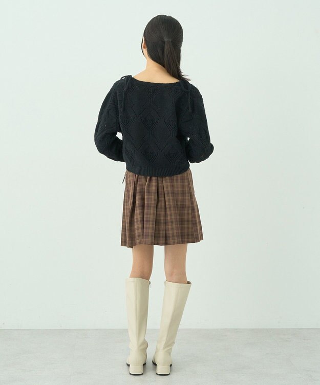 earth music&ecology ベルト付きプリーツミニスカート check